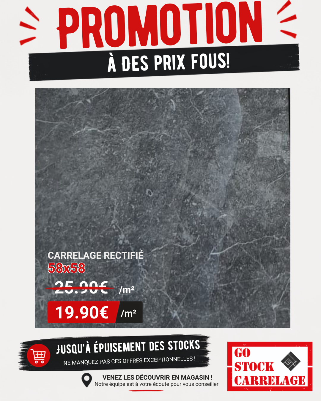 carrelage rectifié 58X58 prix d'usine à Ciney